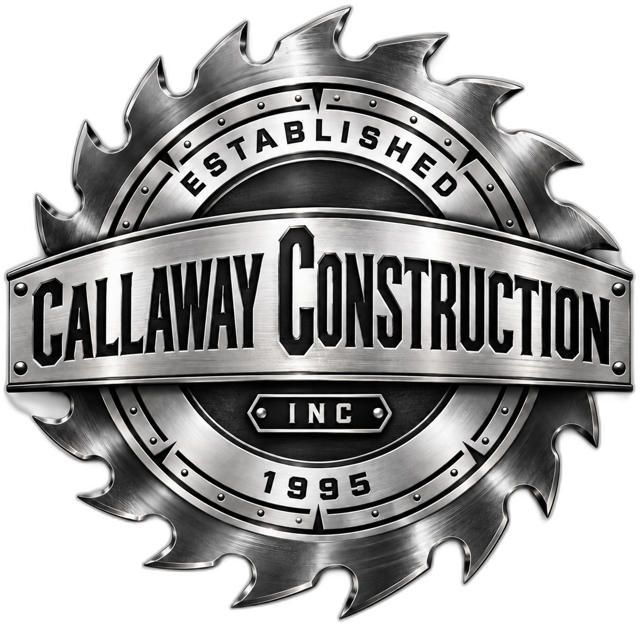 Callaway Construction Inc. saw-blade badge, established 1995
