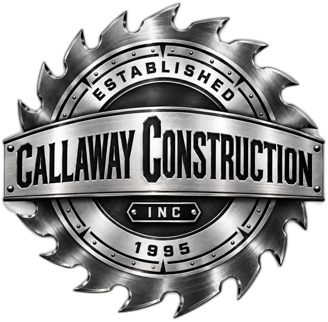 Callaway Construction Inc. saw-blade badge, established 1995